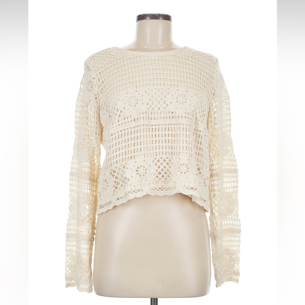 Ultra Pink Cream Lace Long Sleeve Top